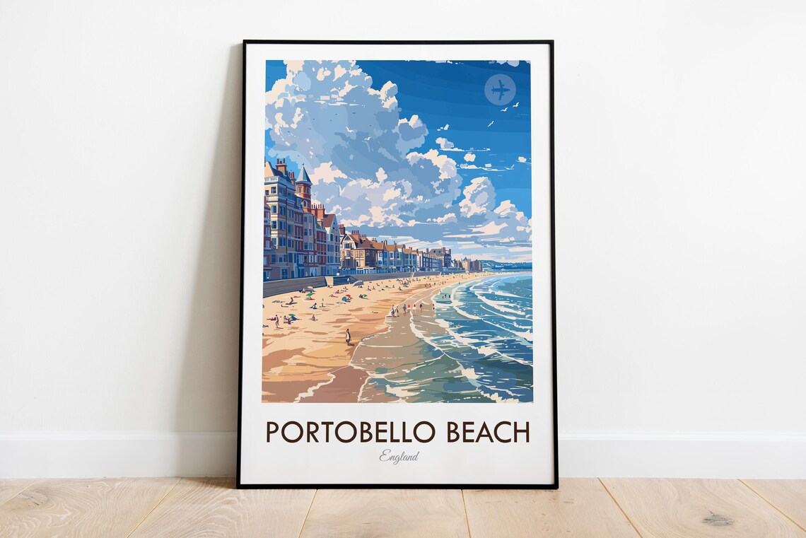 Portobello Beach Scotland Vintage Style Travel Poster