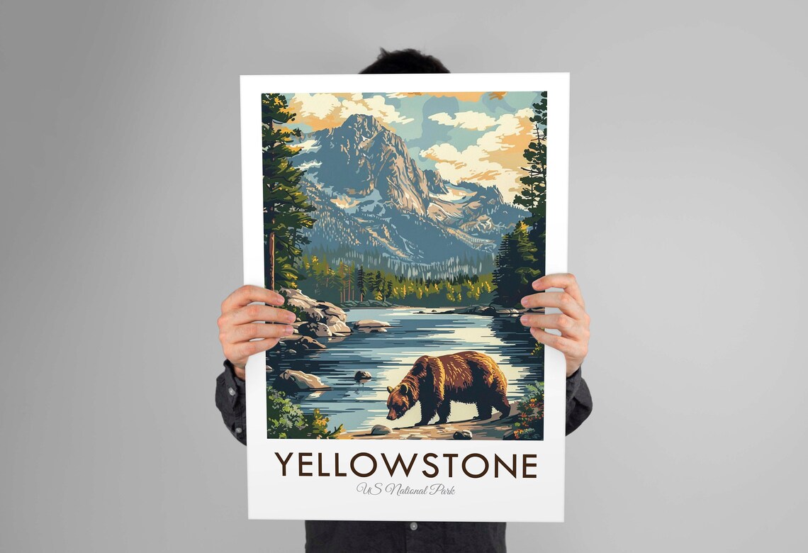 Yellowstone National Park Vintage Style Travel Poster - Image 2