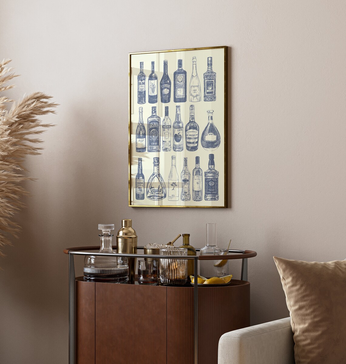 Vintage Liquor Bottles Bar Art Print, Home Bar Decor - Image 4