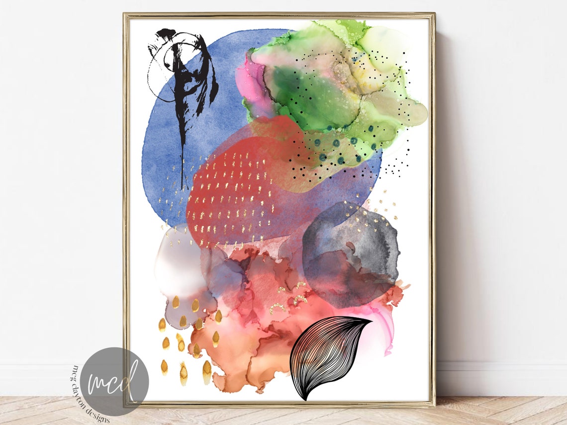 Bold Color Wash Abstract Watercolor Ink Modern Statement Poster