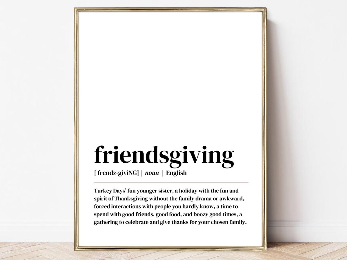 Friendsgiving Definition Dictionary Art Thanksgiving Party Poster
