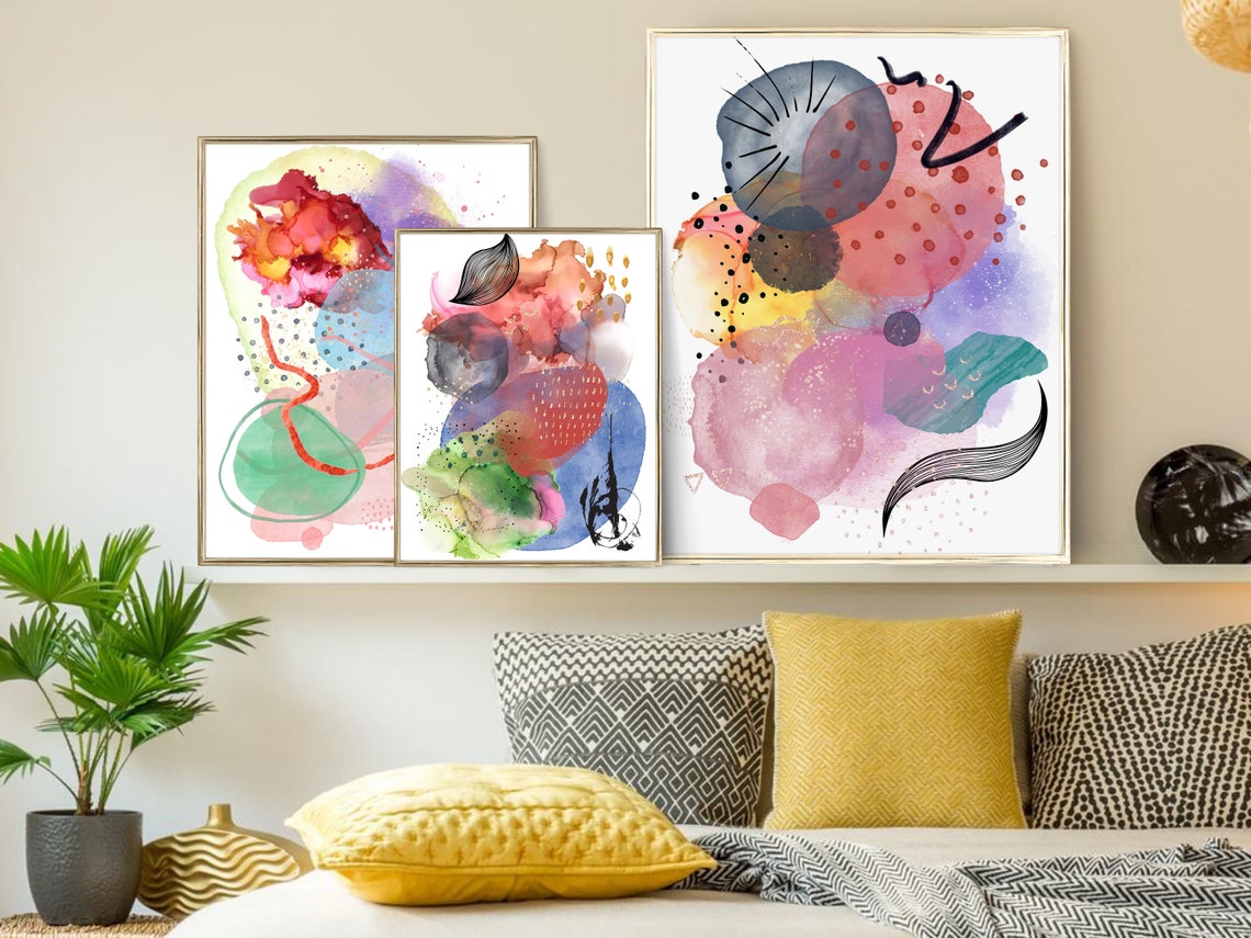 Pastel Abstract Watercolor Circles Soft Modern Nursery Art Poster - Image 2