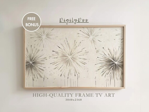 Happy New Year 2025 Vintage Firework Art Print
