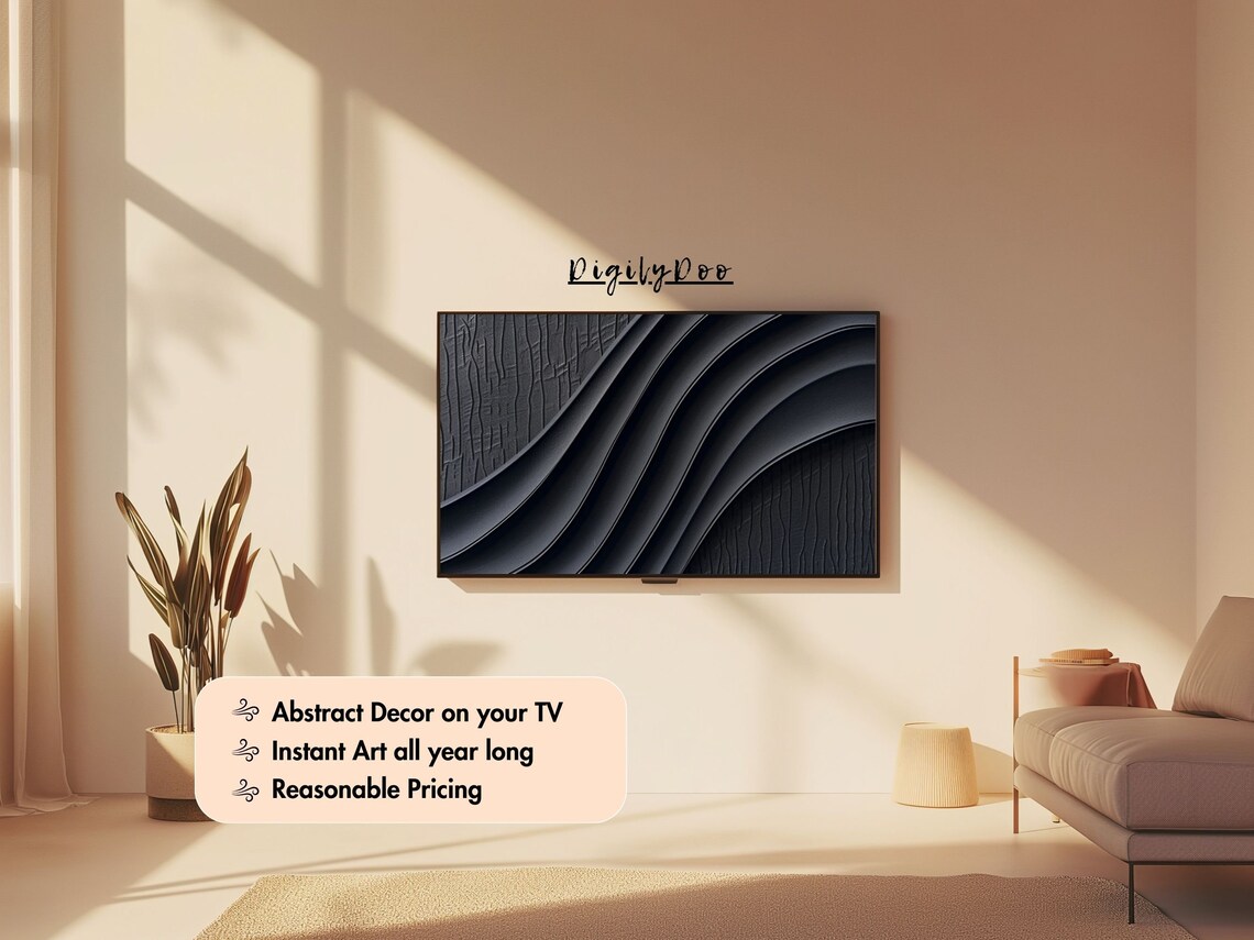 Abstract Modern Frame TV Art, Minimalist Neutral Decor - Image 3