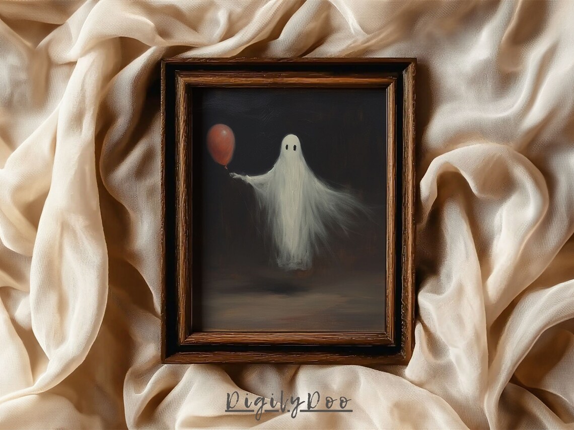 Ghost Painting Wall Art, Vintage Halloween Poster