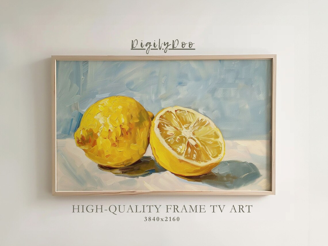 Lemon Frame Still Life Fruit Oil Painting Art Print