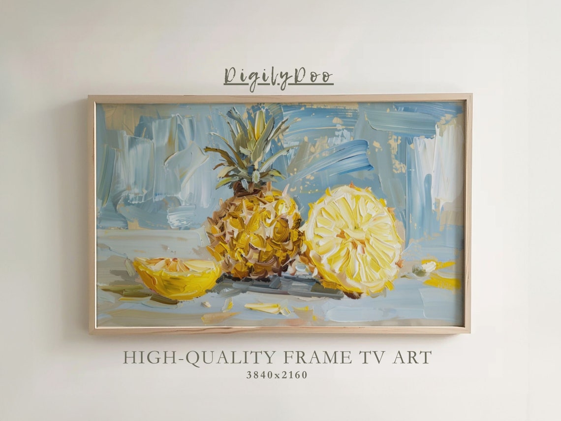 Fresh Pineapple Sliced Impressionist Oil Painting Frame TV Print