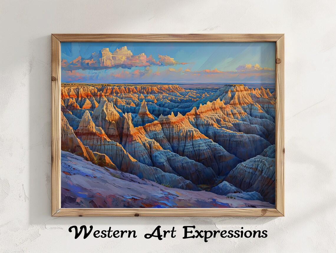 Badlands South Dakota Sunrise Eroded Peaks National Park Landscape Poster