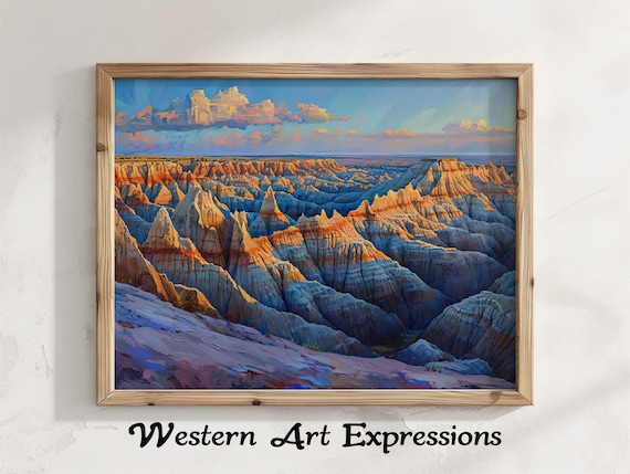 Badlands South Dakota Sunrise Eroded Peaks National Park Landscape Poster