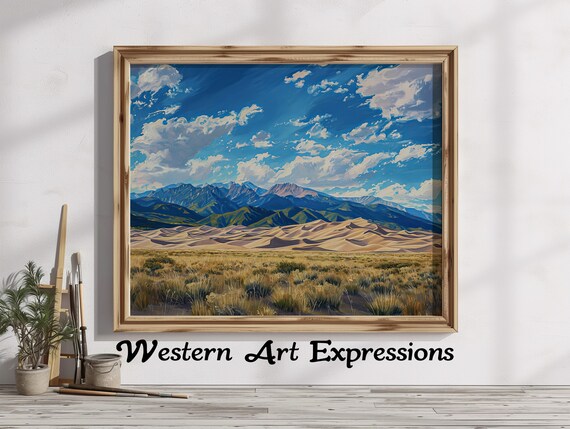 Great Sand Dunes Colorado Sangre de Cristo Mountains Painting Poster