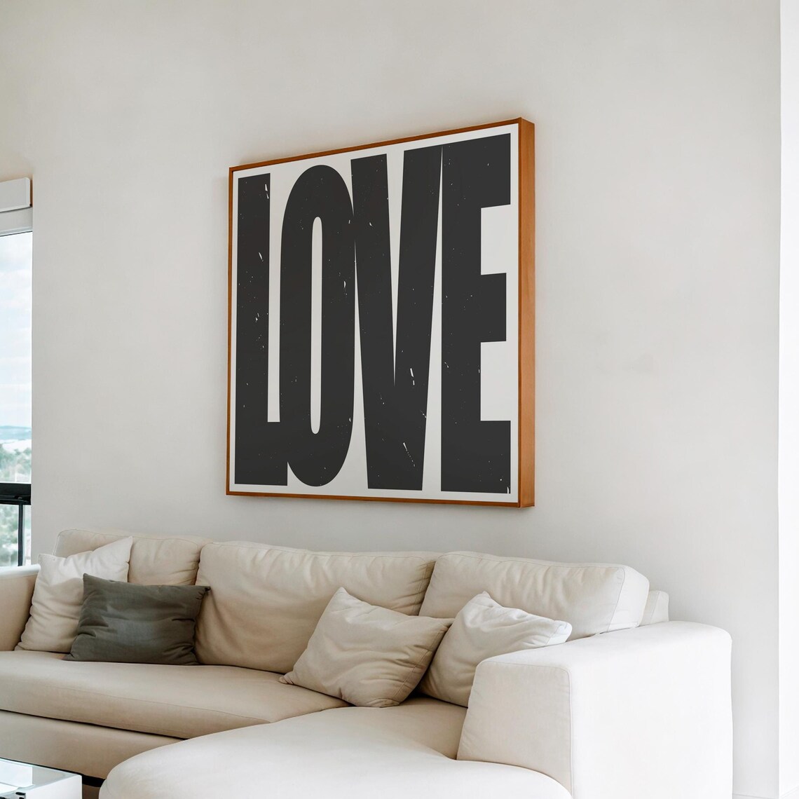 Bold Oversized Modern LOVE Typography Black White Minimalist Wall Art