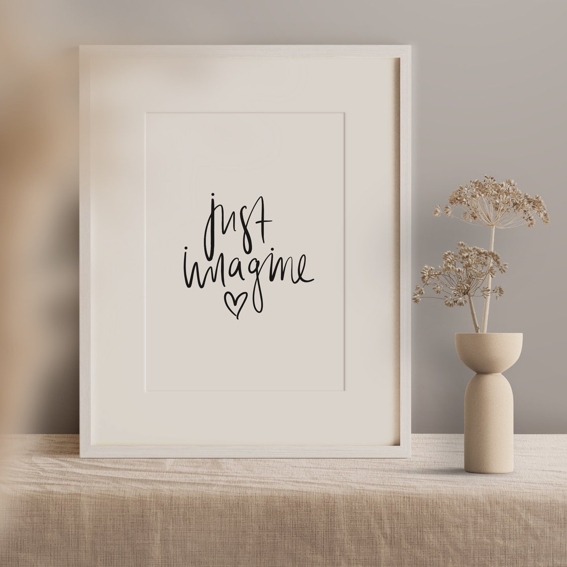 Just Imagine Little Heart Calligraphy Dream Big Quote Art Poster - Image 2