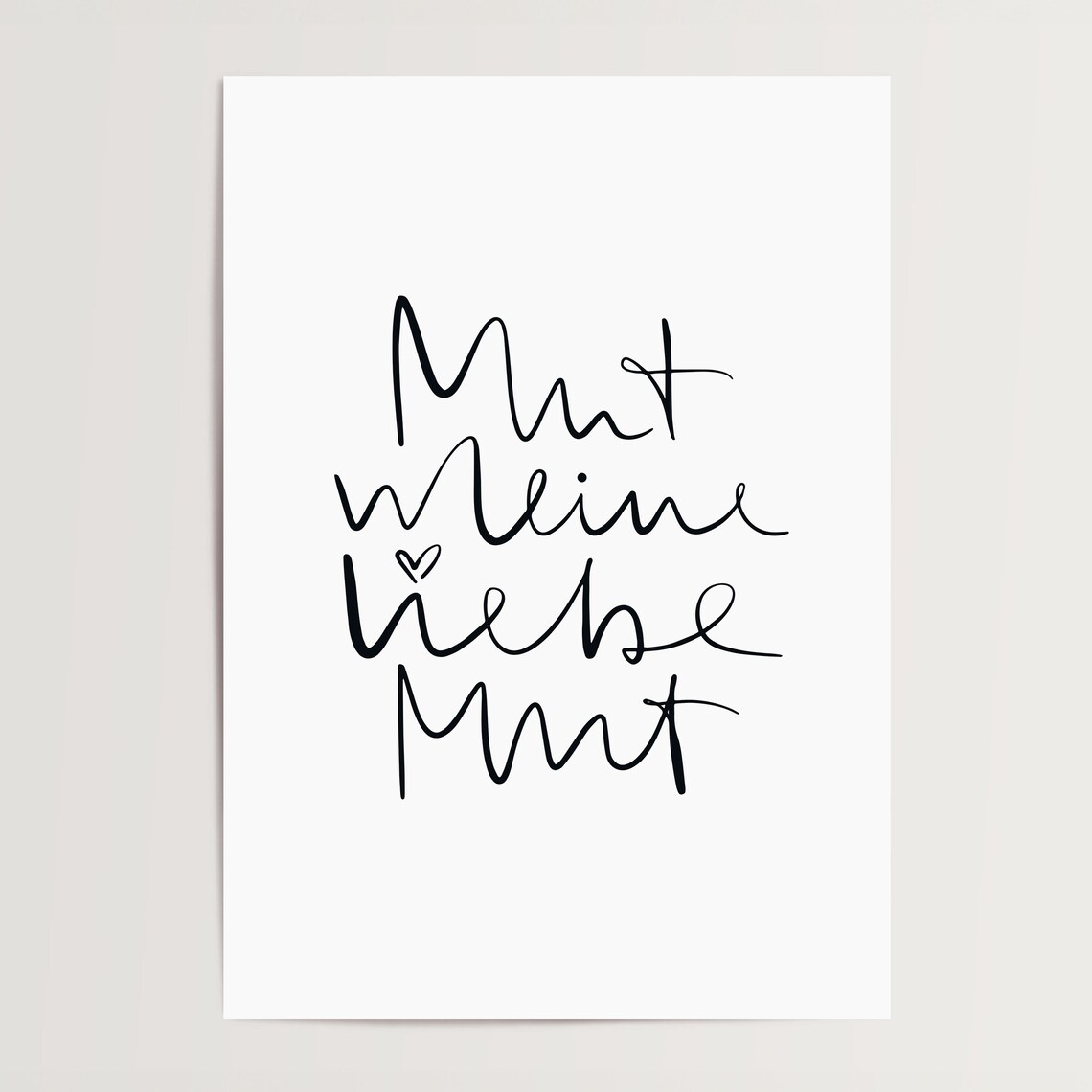 Mut Meine Liebe German Courage Typography Art Print - Image 4