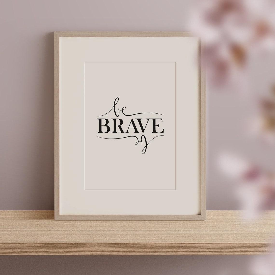 Be Brave Bold Script Minimalist Black White Courage Quote Poster - Image 2
