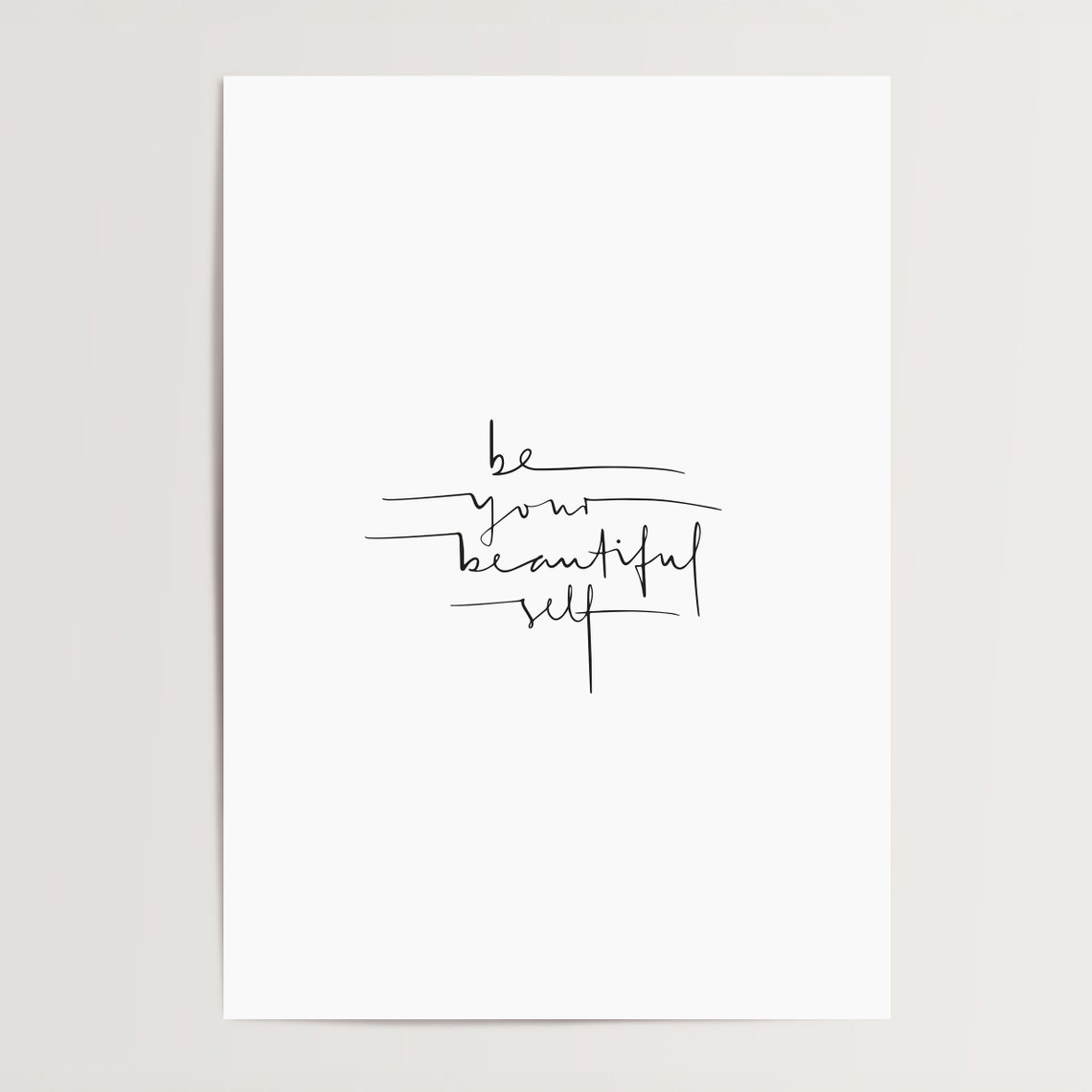 Be Your Beautiful Self Minimalist Self Love Quote Art Poster - Image 4