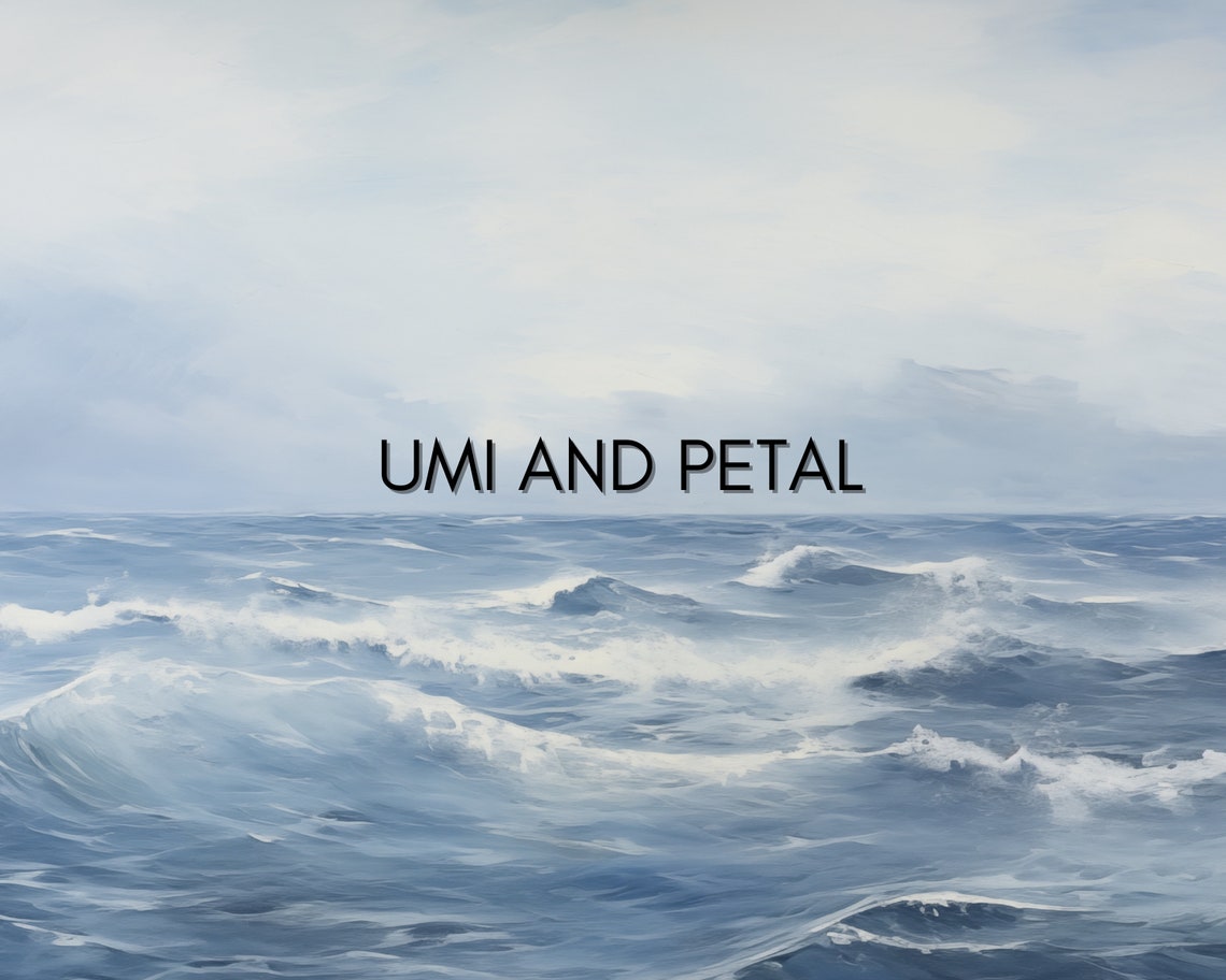 Rolling Blue Ocean Waves Bright Cloudy Sky Seascape Painting Poster - Image 2