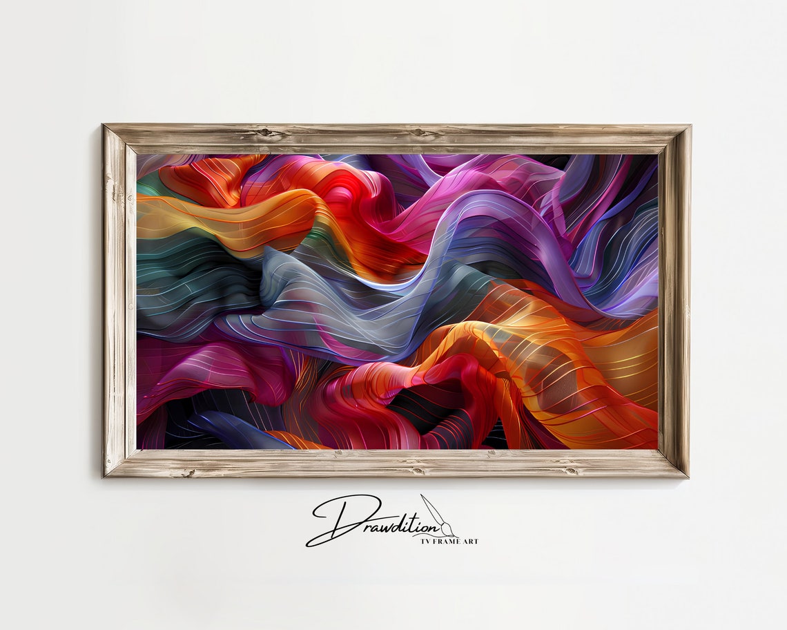 Frame Tv Art Abstract Frame Tv Art 3d Frame Tv Art Rainbow Waves Frame Tv Art Multi Colored Waves Frame Tv Art Dynamic