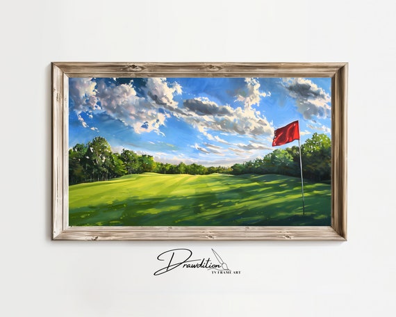 Frame Tv Art Golf Frame Tv Art Golf Course Frame Tv Art Golfing In Frame Tv Art Golfers Art Golfing Decor Tv Art Golfer