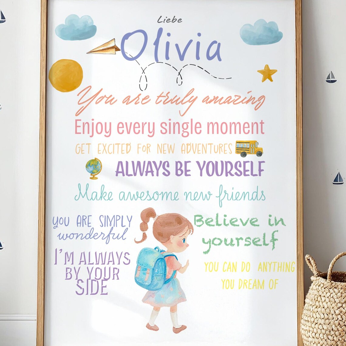 Personalized Olivia School Motivation Poster with Colorful Uplifting Quotes