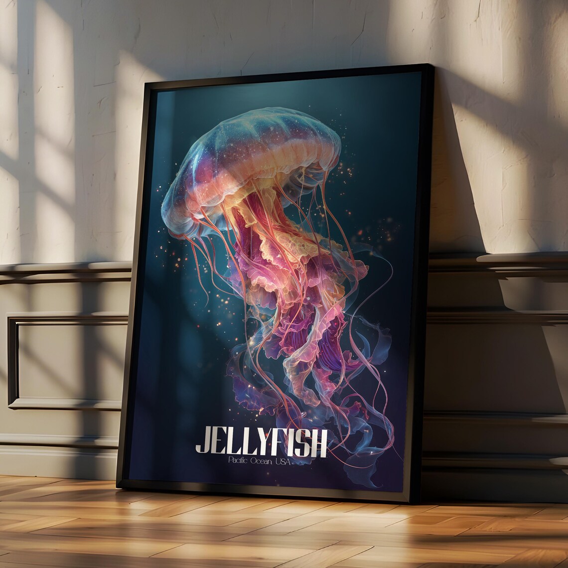 Jellyfish Wall Art Print Ethereal Ocean Animal Illustration