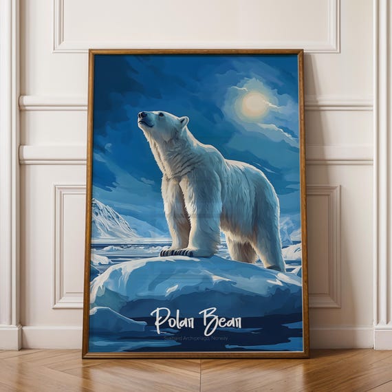 Polar Bear Art Print Minimalist Scandinavian Wildlife Poster