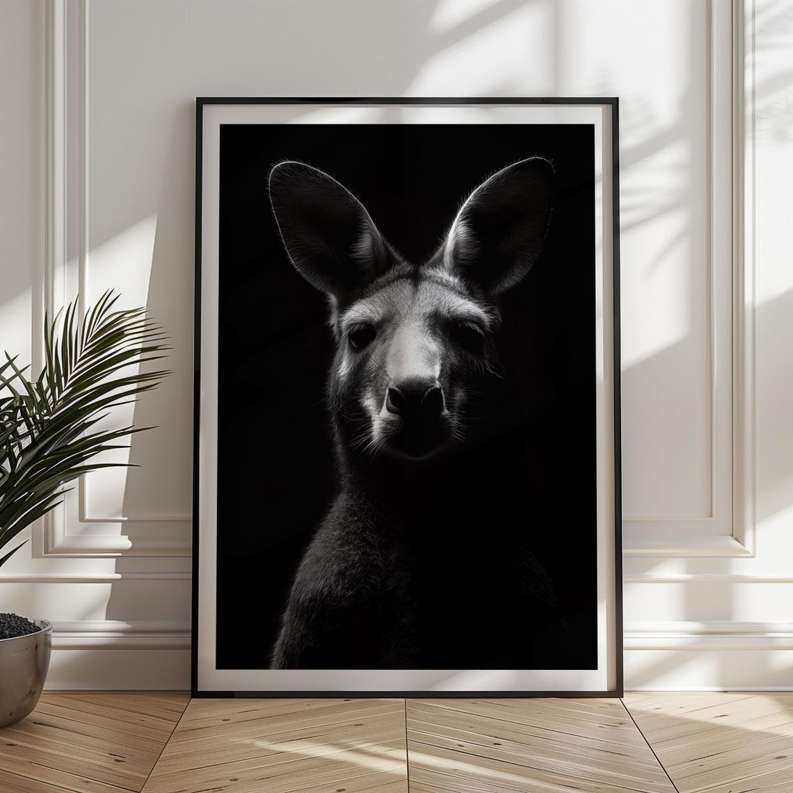 Black And White Kangaroo Print Australian Animal Wall Art
