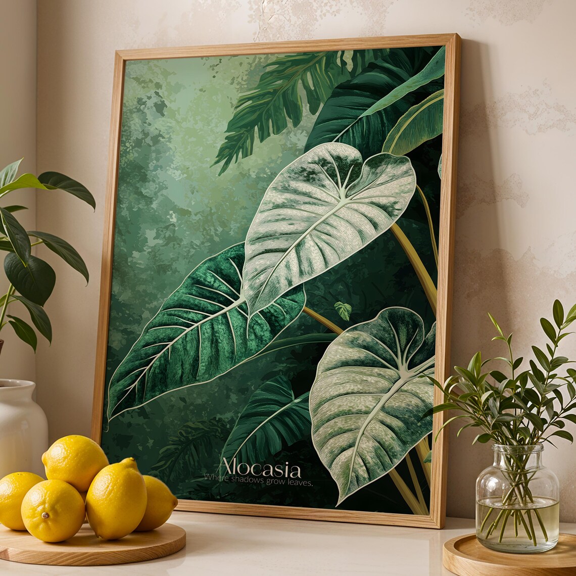 Alocasia Dragon Scale Tropical Botanical Art Print