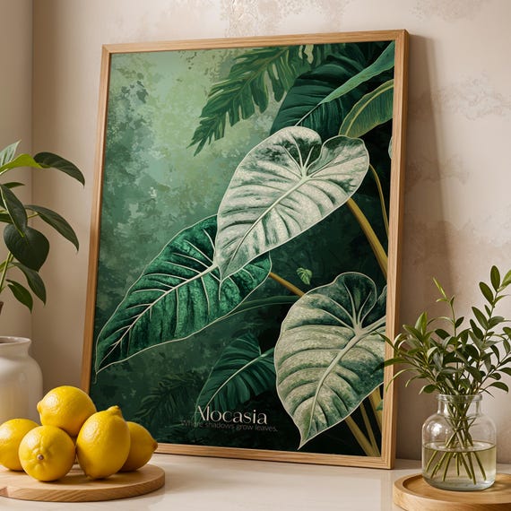 Alocasia Dragon Scale Tropical Botanical Art Print