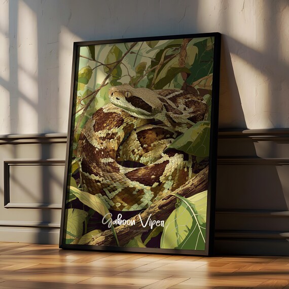 Gaboon Viper Framed Poster Jungle Nursery Reptile Wall Art