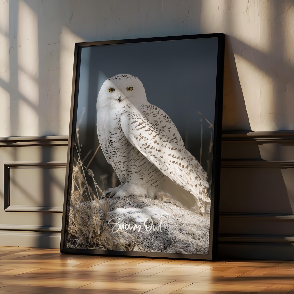 Snowy Owl Perched Rock Arctic Winter Wildlife Photography Art Poster
