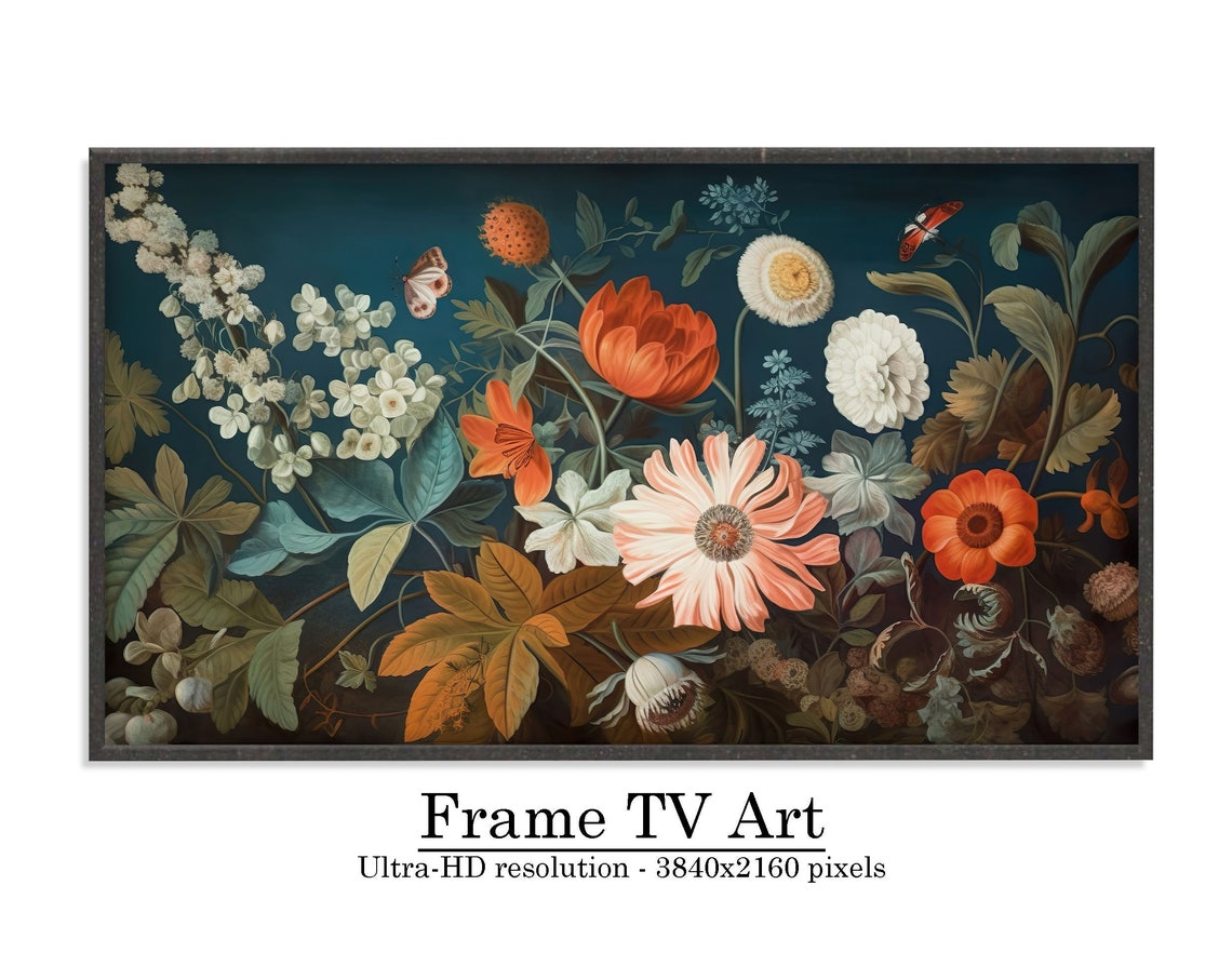 Dutch Masters Floral Still Life Moody Botanical Frame TV Art Print