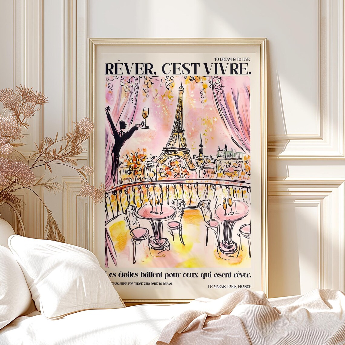 Paris Eiffel Tower French Quote Travel Poster