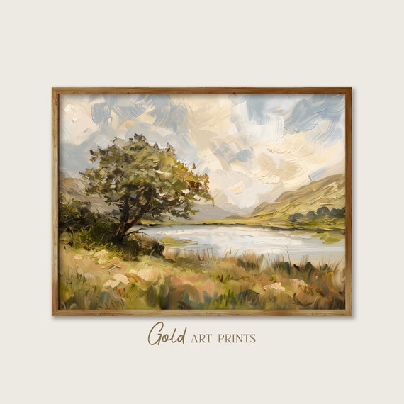 Vintage Landscape Artwork Serene Tree By Lakeside Perfect For Home Refresh Decoration Gap24039