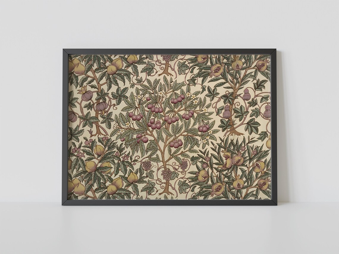 Vintage Pomegranates Art Print, Art Deco Decor