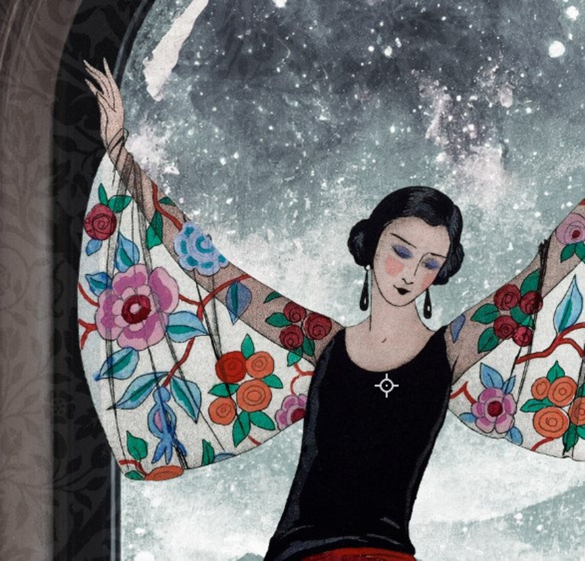 Art Nouveau Goddess, Bohemian Moon Lady Poster - Image 2
