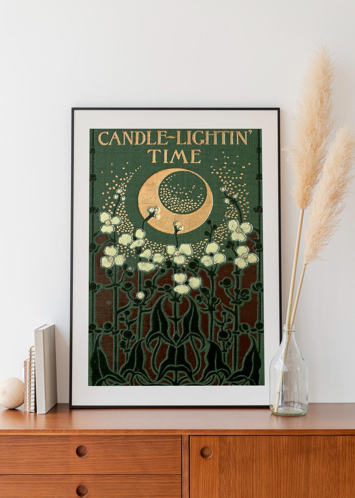 Vintage Book Cover, Art Nouveau Floral Poster