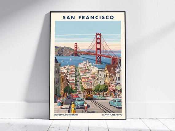 San Francisco Usa Travel Poster Vintage City Art Print Retro Wall Decor For Home Or Office Modern Artwork