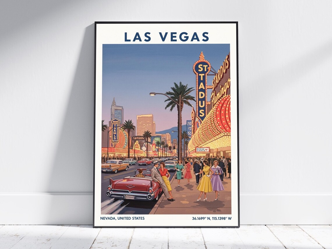 Las Vegas Nevada Vintage Downtown Stardust Casino Travel Poster