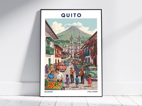 Quito Ecuador Travel Poster Vintage Art Print Retro Wall Decor For Home Or Office Modern Artwork