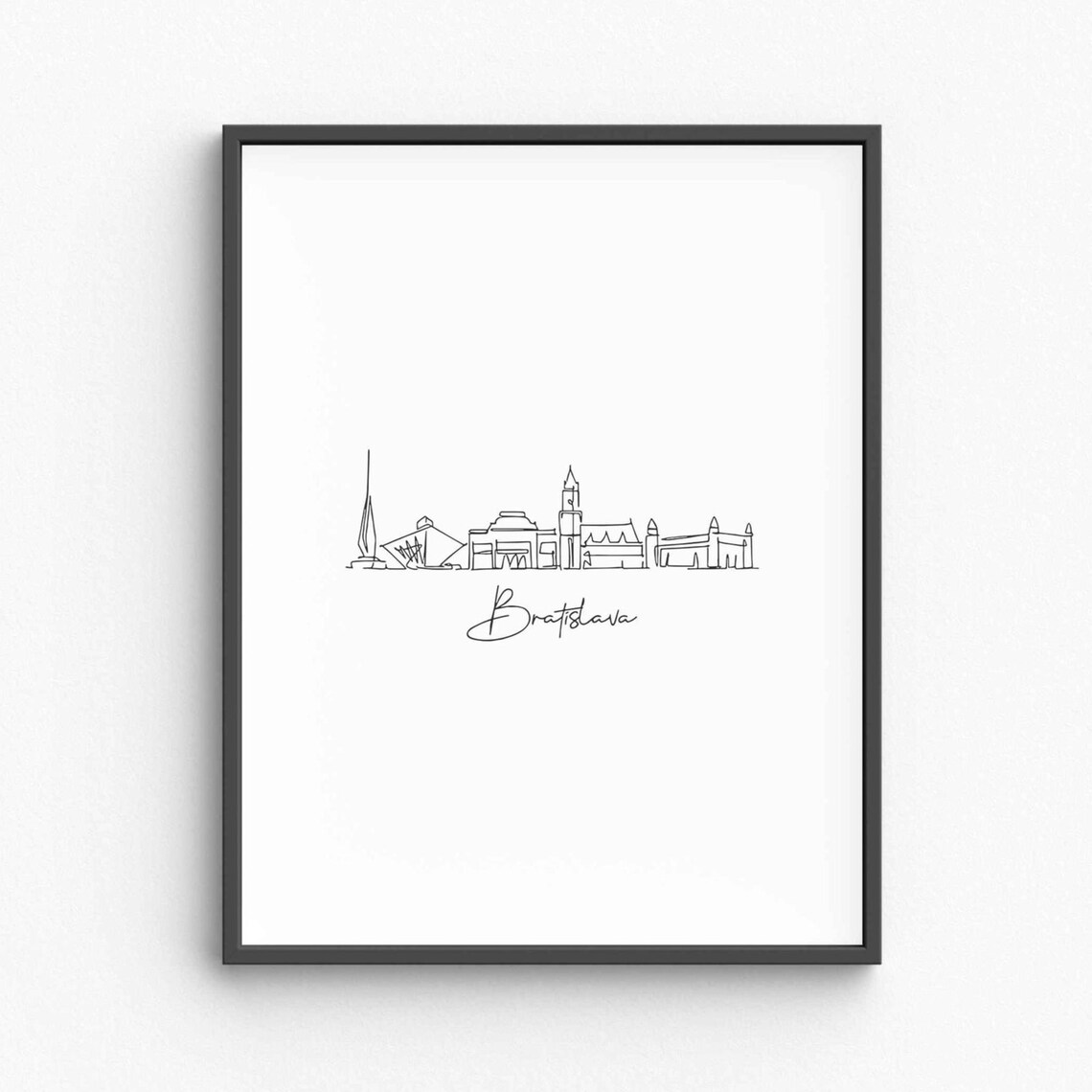 Bratislava Skyline Line Art Minimalist Slovakia City Travel Poster