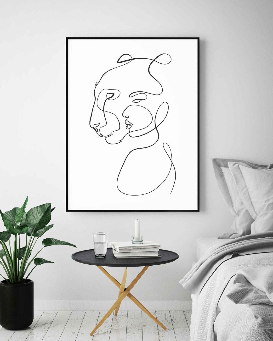 Woman And Panther Double Exposure Line Art Wild Spirit Poster - Image 5