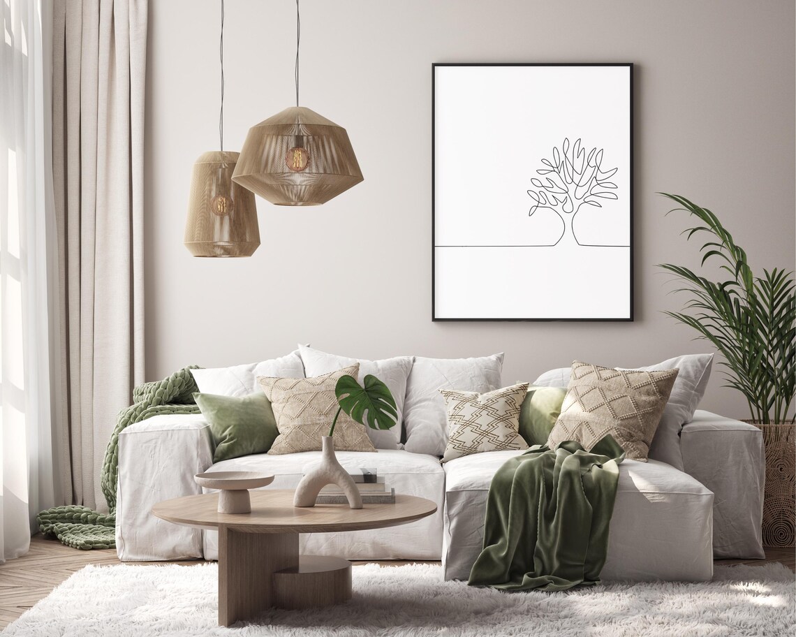Minimalist Tree Line Art Nature Wall Art Print - Image 5