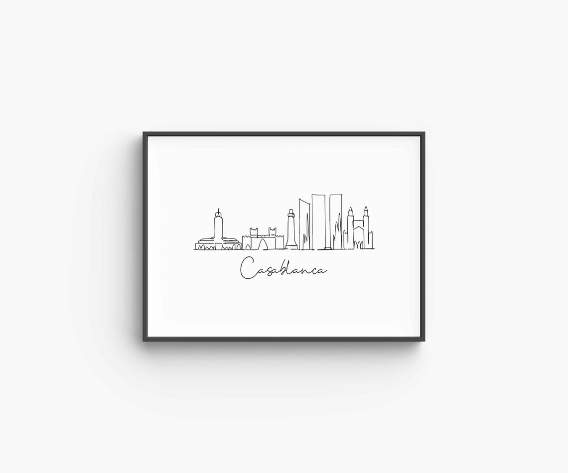 Casablanca Skyline Line Art Minimalist Morocco Travel City Poster - Image 6