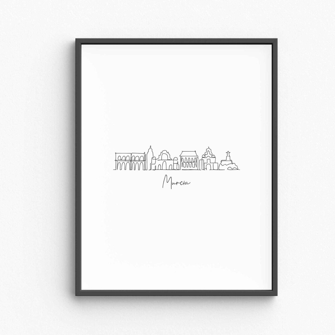 Murcia Skyline Line Art Minimalist City Silhouette Spain Travel Poster