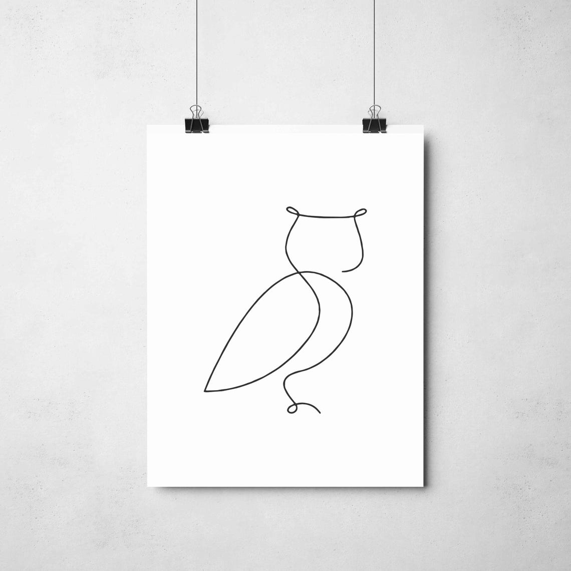 Wise Owl Perched Peacefully Continuous One Line Drawing Poster - Image 2