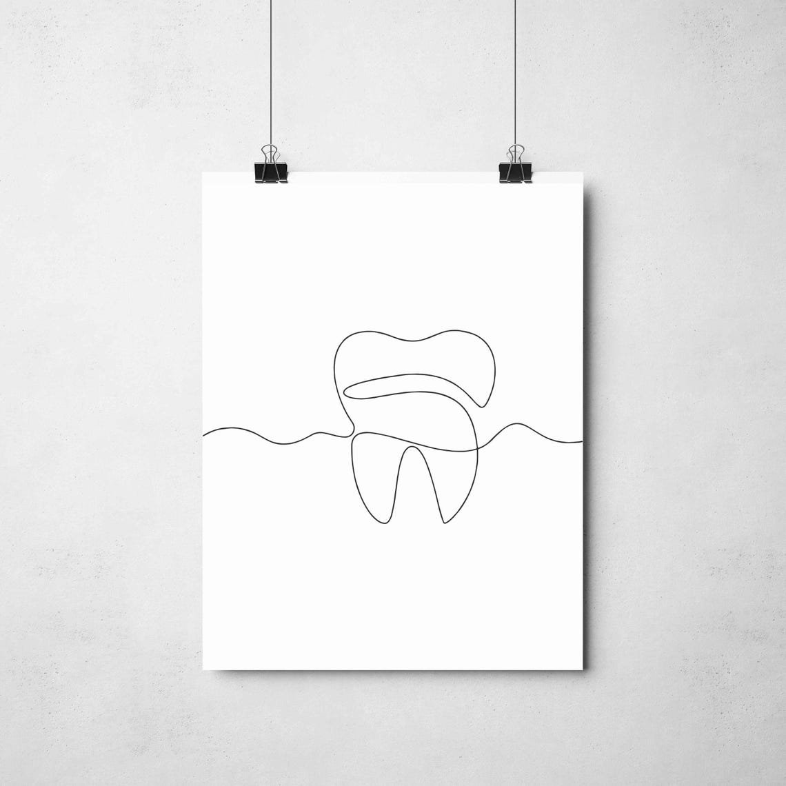 Tooth Line Art Dental Health One Line Drawing Dentist Gift Poster - Image 2