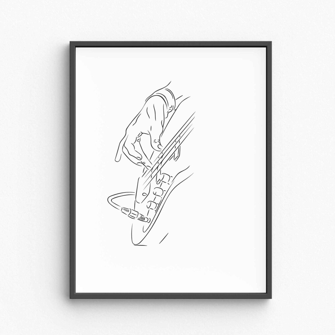 Guitar Player Hands Line Art Musician Strumming Music Decor Poster