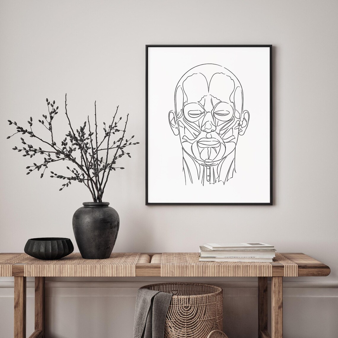 Face Muscles Anatomy Line Art Medical Diagram Vintage Poster - Image 4