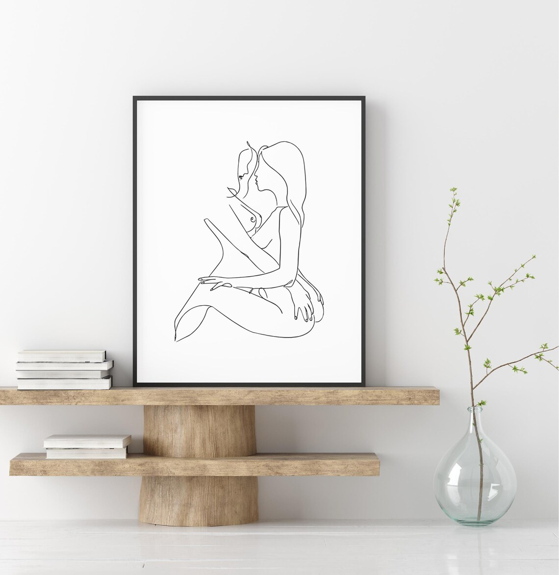 Nude Couple Intimate Embrace Line Art Modern Body Figure Poster - Image 2
