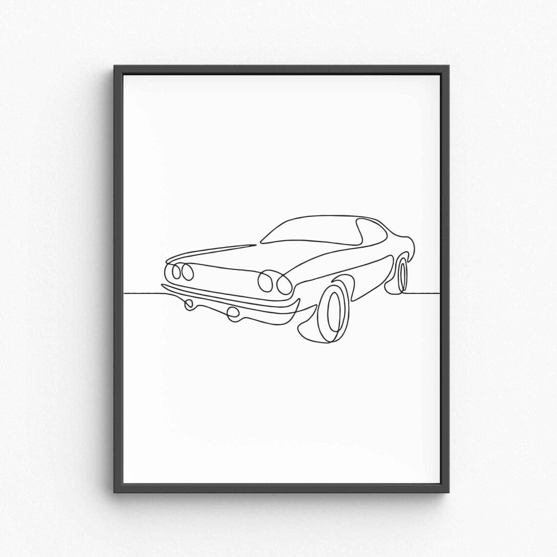 Muscle Car Line Art Vintage Auto One Line Drawing Sketch Poster